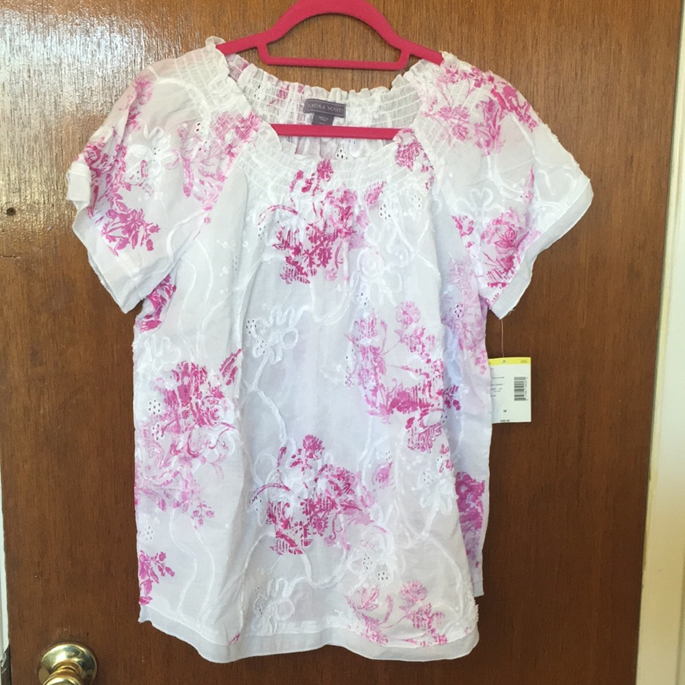 pink floral blouse